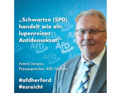 ++ Der AfD-Kreisverband Herford kritisiert Stefan Schwartze (SPD) – „Schwartze verhält sich wie ein lupenreiner Antidemokrat!“ ++