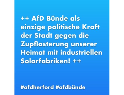 ++ AfD Bünde ist – als einzige politische Kraft der Stadt – gegen die Zupflasterung unserer Heimat mit industriellen Solarfabriken! ++