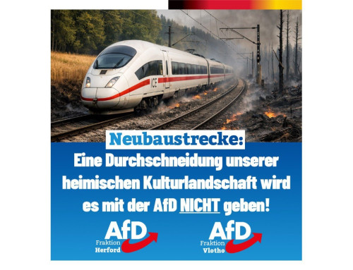 ++ AfD-Ratsfraktionen Herford und Vlotho plädieren für Ausbau entlang der Bestandsstrecke ++